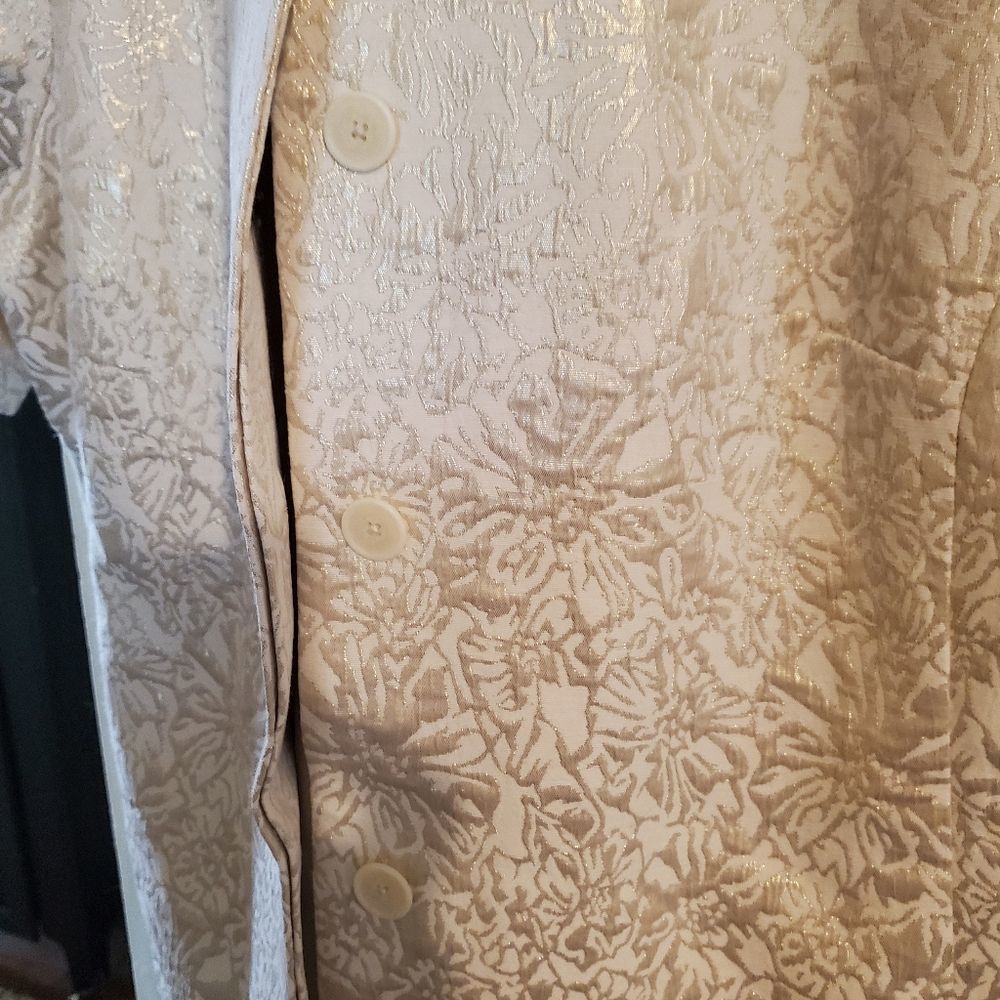 Coldwater creek short sleeve dress jacket in cream brocade size 12 - Picture 6 of 9
